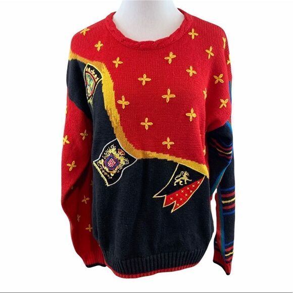 Vintage 80’s Lucia regal crest plaid sweater - Picture 1 of 7